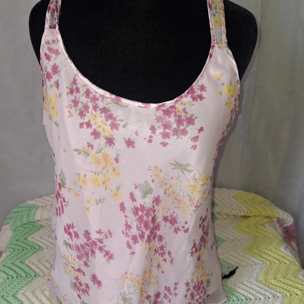 Lord & Taylor Pink Floral Midi Shirt